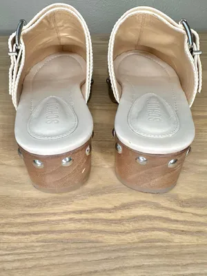 Schutz Smooshy Croc Embossed Clog Mules Wooden Heel Studded Buckle thumbnail 8