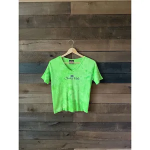 Vintage Harley Davidson Chicks Rule Lime Green Tie Dye Baby Tee thumbnail 10