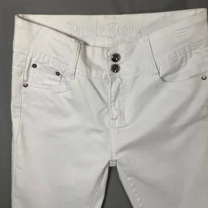 Puzzle Jeans Womens White Skinny Denim Pants Double Button‎ Mid Rise 27x29.5 thumbnail 3