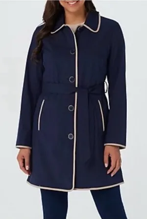 DENNIS BASSO navy water resistant trench thumbnail 1