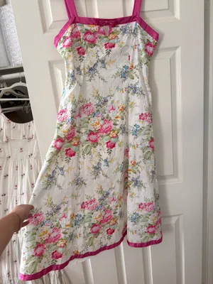 Dressbarn Floral Pink Trim Midi Sundress with Bow thumbnail 3