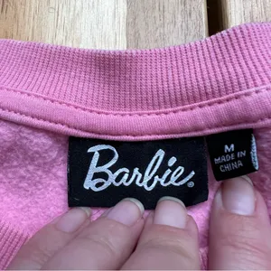 Barbie Pink Glitter Logo Sweatshirt Women’s Medium | Cozy Retro Crewneck thumbnail 3