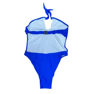 Motel Marjorie One Piece Halter Swimsuit in Royal Blue Size Small NWT thumbnail 4