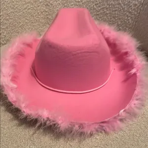 Pink Feathered Cowboy Hat thumbnail 1