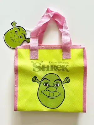 NWT RARE Universal DreamWorks Shrek & Donkey Green Pink Zip Reusable Tote Bag thumbnail 1