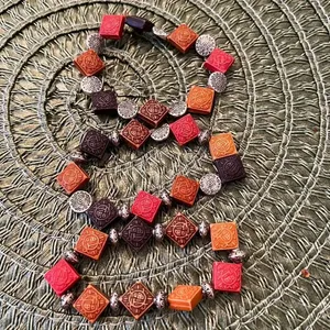 NWT Angelas Designs 3 stackable handmade bracelets orange brown and silver Orange thumbnail 2