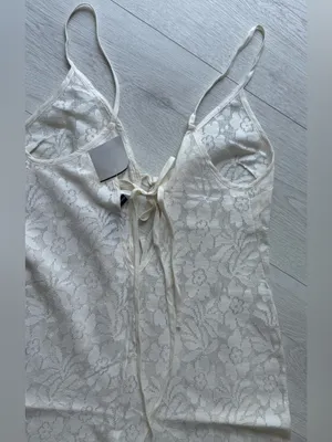 ASOS Womans Size 4 See Through,beach summer, jumpsuit wide leg in cream color thumbnail 3