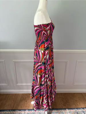 Abel the Label Anthropologie Kelissa Maxi Dress Small One Shoulder Colorful thumbnail 6