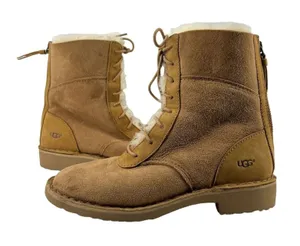 Ugg Daney Suede Wool Lined Lace Up Zipper Back Boots 1017507 Women’s 5.5 thumbnail 1