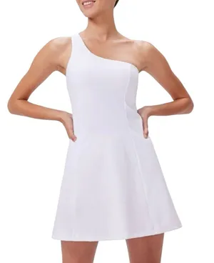 NWOT Outdoor Voices White One Shoulder Exercise Dress with padding size L thumbnail 1