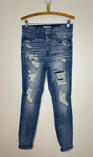 BKE denim Parker jeans high rise ankle skinny distressed destroyed women size 29 thumbnail 1