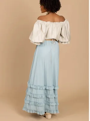 Joyfolie Gorgeous Ice Blue Maxi Skirt NWT XXL thumbnail 4