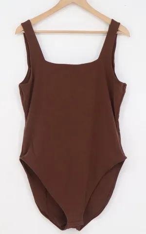 Old Navy Womens XL Brown Square Neck Sleeveless Cotton Stretch Bodysuit thumbnail 1