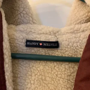 Brandy Melville Hailey Sherpa Jacket with Hoodie Burgundy Maroon Red thumbnail 3