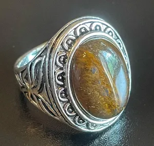 Tigers eye stone silver ring size 8.75 thumbnail 3