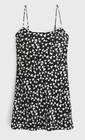 Abercrombie & Fitch Julia Heart Print Valentines Slip Mini Dress Small Black thumbnail 1