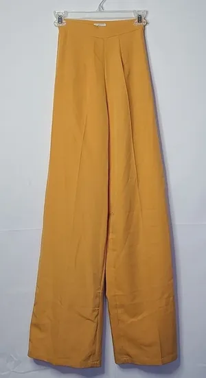 NWOT Oh Polly mustard yellow flare wide leg pleated pants sz 0 thumbnail 1