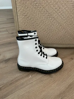 DR.Martens 1460 Patent Leather Lace Up Boots in White Patent Leather US 9 thumbnail 4
