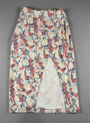 Abercrombie & Fitch Abstract Floral Midi Skirt XS thumbnail 1