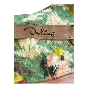 Darling April Dress Spearmint Green‎ Floral Linen Blend Pockets Large NWT thumbnail 6