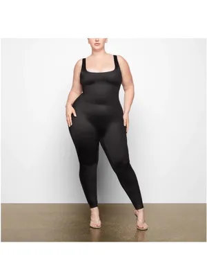 SKIMS All-In-One Shine Square‎ Neck Tank Jumpsuit Gunmetal Bodysuit Size 4X thumbnail 5