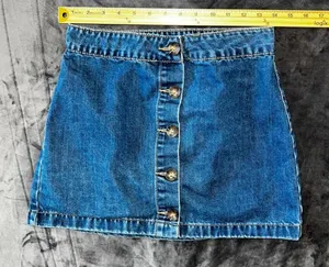 Forever 21 Button Front Denim Mini Skirt Medium Wash‎ Y2K Size M thumbnail 1