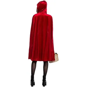 Women Little Red Riding Hood Costume w/ Cape Cloak Halloween Cosplay Dress SMALL thumbnail 2