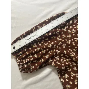 Solution Brown Floral Midi Dress Women's‎ Medium Puff Sleeve Casual Tiered thumbnail 4