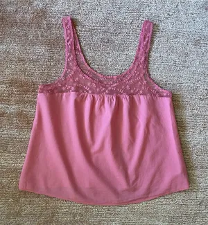 Aerie Pink Lace Trim Tank Top Women’s Size M Medium Floral Mesh Detail thumbnail 1