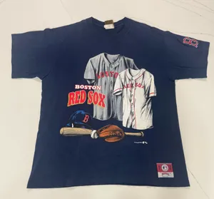 Vintage Boston Red Sox Nutmeg Mills T Shirt USA MLB Jersey Graphic Patch 90s M thumbnail 1