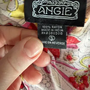 Angie Knot Front Groovy 70’s Hippie V Neck Crop Top Small. thumbnail 6