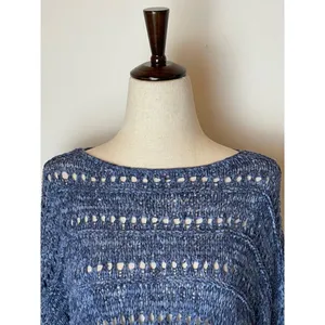 J.‎ Jill Pure Jill Blue Indigo Open Stitch Cotton Blend Pullover Sweater Size XS thumbnail 8