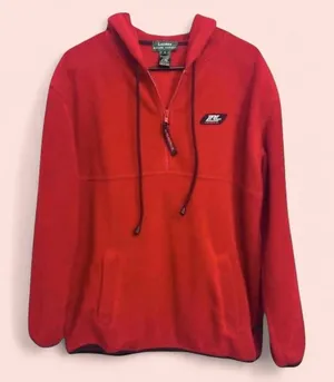 Women’s Y2K Lauren Ralph Lauren 1/4 Zip Fleece Hoodie Red Medium thumbnail 1