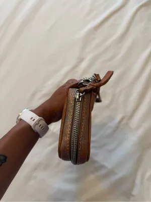CONSUELA | Gloria Textured iridescent leather Large Brown Wristlet Wallet thumbnail 7
