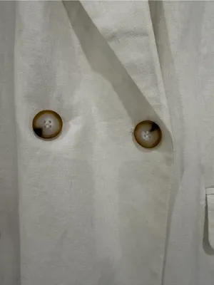 New! H by Halston White Linen Blend Double-Breasted Blazer - Size XL thumbnail 3