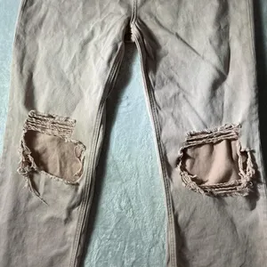 Bohme Charlie Distressed Cropped Flare Jeans Frayed Hem Ripped‎ Knee thumbnail 4