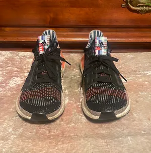 Adidas Ultraboost 19 Black Solar Orange Running Shoes $166 EUC Women's Size 6.5 thumbnail 3