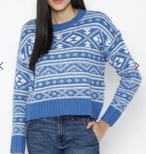 American Eagle Blue & White Fair Isle Snowdrift Long Sleeve Sweater Sz‎ S thumbnail 1