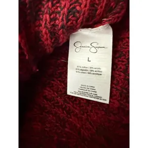Jessica Simpson Womens Large Burgundy Marled Cowl Neck Side Lace Up Knit Sweater thumbnail 7