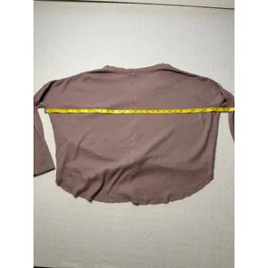 Out From Under Waffle Knit Tie Front Button Top Mauve Pink M Oversized thumbnail 5