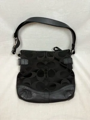 Coach Signature Optic Chain Black Shoulder Bag Purse Duffle thumbnail 4