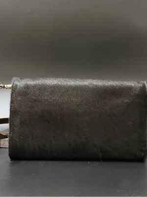 FREEBIRD By Steven Lola Black Calf Hair Leather Wallet Clutch Crossbody Bag thumbnail 3
