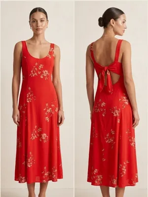 Dress Forum Floral Midi Slip Dress Size Medium Open Tie Back Vacation Boho Chic thumbnail 2