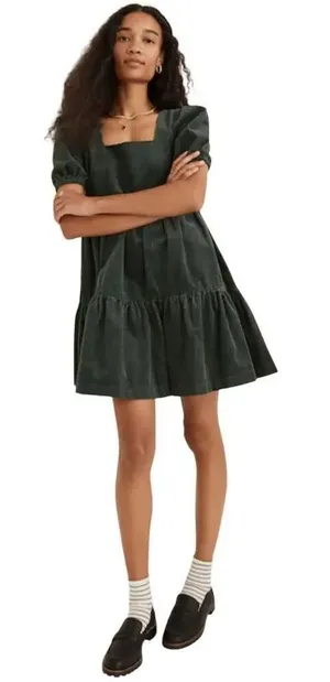 Madewell corduroy aidy square-neck tiered mini dress 2 thumbnail 1