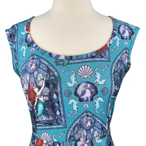 The Little Mermaid Teal Ariel Print Open Back Skater Dress thumbnail 2