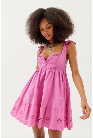 Urban Outfitters Pink Wildflower Lace Babydoll Mini Dress thumbnail 1