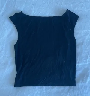 NWT o.p.t Few Moda Black crop backless tank cap sleeve size Small S modal thumbnail 1