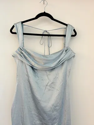 Meshki Backless Satin Maxi Dress in Ice Blue Bridesmaid Wedding Party Size L NWT thumbnail 4