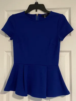 Forever 21 Blue Peplum Top thumbnail 1