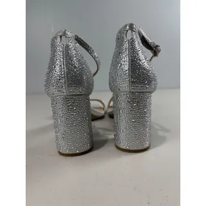 Kelly & Katie Silver Caital Sandal 9M 3 inch Rhinestone‎ Ankle Strap HoCo Prom thumbnail 5